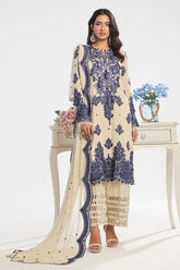 UAE -3 Piece Unstitched Embroidered Swiss Voile Suit with Embroidered Chiffon Dupatta LSV-52020