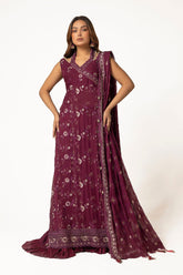 UAE -3 Piece Unstitched Embroidered Chiffon Suit with Embroidered Chiffon Dupatta LE-52014