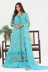 UAE -3 Piece Unstitched Embroidered Chiffon Suit with Embroidered Chiffon Dupatta LE-52005