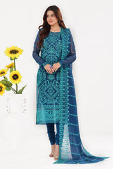 UAE -3 Piece Unstitched Embroidered Chiffon Suit with Embroidered Chiffon Dupatta LE-52004