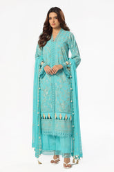 UAE -3 Piece Unstitched Embroidered Swiss Voile Suit with Embroidered Chiffon Dupatta LSV-52005