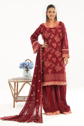 UAE -3 Piece Unstitched Embroidered Swiss Voile Suit with Embroidered Chiffon Dupatta LSV-52022