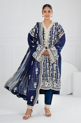 UAE -3 Piece Unstitched Embroidered Lawn Suit with Embroidered Chiffon Dupatta FE-52102