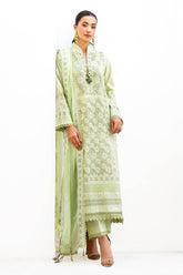 UAE -3 Piece Unstitched Embroidered Lawn Suit with Embroidered Chiffon Dupatta FE-52137