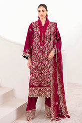 UAE -3 Piece Unstitched Embroidered Lawn Suit with Embroidered Chiffon Dupatta FE-52129