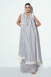 UAE -3 Piece Unstitched Schiffli Embroidered Lawn Suit with Embroidered Chiffon Dupatta PM-52048