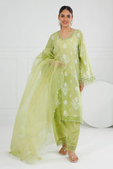 UAE -3 Piece Unstitched Lacquer Printed Lawn Suit with Embroidered Organza Dupatta OG-52001