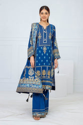 UAE -3 Piece Unstitched Embroidered Paper Cotton Suit with Paper Cotton Dupatta FE-52095