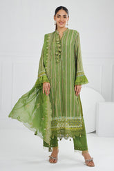 UAE -3 Piece Unstitched Embroidered Chiffon Suit with Embroidered Chiffon Dupatta FE-52134