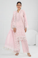 UAE -3 Piece Unstitched Embroidered Lawn Suit with Embroidered Chiffon Dupatta FE-52152