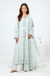 UAE -3 Piece Unstitched Embroidered Paper Cotton Suit with Embroidered Chiffon Dupatta FE-52153