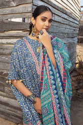 UAE -3PC Lawn Unstitched Foil Printed Unstitched Suit With Denting Lawn Dupatta DN-32091 A