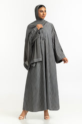 UAE-Georgette Stripes Abaya With Scarf KAB-22129