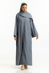 UAE-Georgette Stripes Abaya With Scarf KAB-22130
