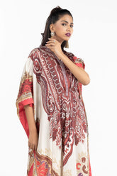 UAE -Luxury Pret Printed Charmeus Silk Kaftan And Trouser ILP-22-254 2PCs