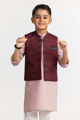 UAE -Maroon Embroidered Waist Coat KWC-PD23-009