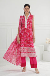 UAE -3 Piece Unstitched Embroidered Printed Lawn Suit with Embroidered Printed Chiffon Dupatta PR-52004
