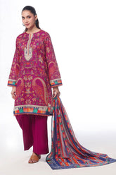 UAE-3 Piece Unstitched Printed Lawn Suit CLP-52077