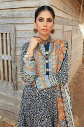 UAE -3PC Lawn Unstitched Foil Printed Unstitched Suit With Denting Lawn Dupatta DN-32091 B