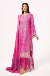 UAE -3 Piece Unstitched Lacquer Printed Stripe Karandi Suit with Yarn Dyed Dupatta YD-42001