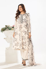 UAE -3 Piece Unstitched Printed Soya Silk Suit with Printed Chiffon Dupatta SY-52001
