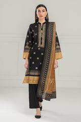 UAE -3 Piece Unstitched Gold Printed Lawn Suit CL-52120-A