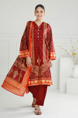 UAE -3 Piece Unstitched Gold Printed Lawn Suit CL-52124-A
