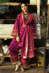 UAE-3 Piece Embroidered Lawn Suit with Gold and Lacquer Printed Chiffon Dupatta and Dyed Trouser BM-62027