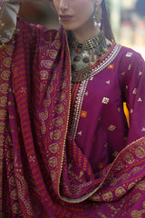 UAE-3 Piece Embroidered Lawn Suit with Gold and Lacquer Printed Chiffon Dupatta and Dyed Trouser BM-62027