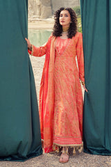 UAE -3 Piece Unstitched Gold and Lacquer Printed Lawn Suit CL-52358-B