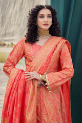 UAE -3 Piece Unstitched Gold and Lacquer Printed Lawn Suit CL-52358-B