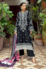 UAE -3 Piece Unstitched Lacquer Embroidered Lawn Suit with Zari Paper Cotton Dupatta SP-52043