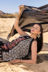 UAE -3 Piece Unstithed Printed Lawn Suit with Embroidered Denting Lawn Dupatta DN-52012