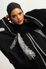 UAE-3PC Blended Embroidered Abaya