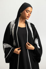 UAE-3PC Blended Embroidered Abaya
