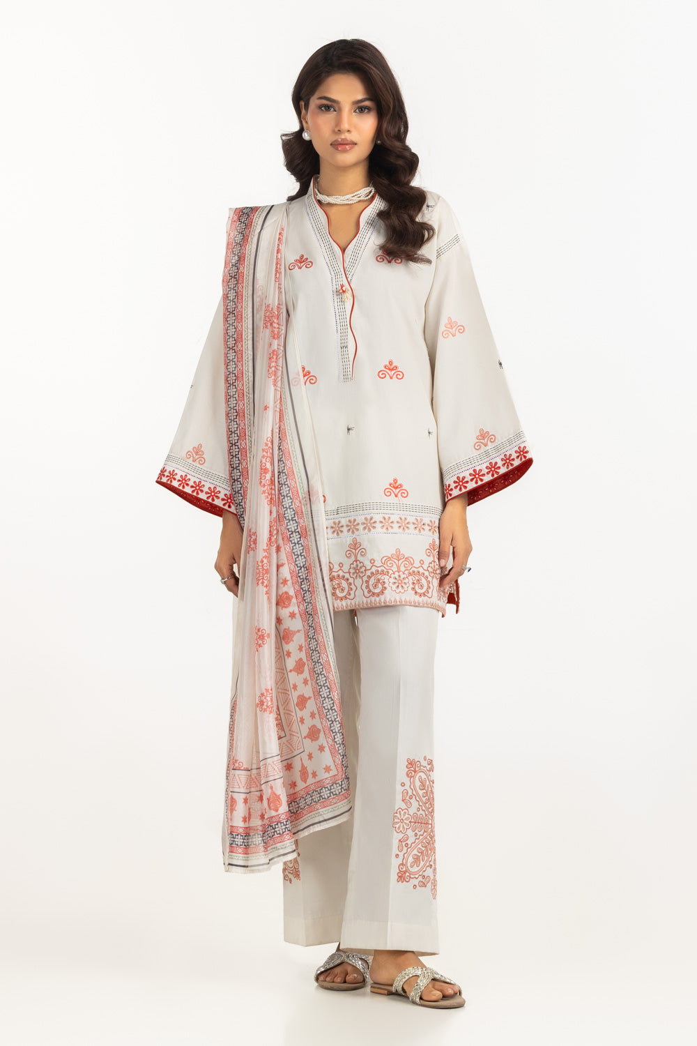 UAE-3PC Cambric Embroidered Suit IPSTD-77445