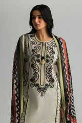 UAE-3PC Cambric Embroidered Suit