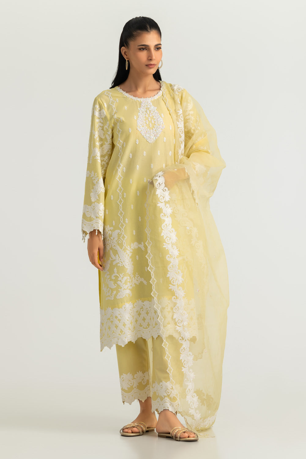UAE-3PC Cambric Embroidered Suit