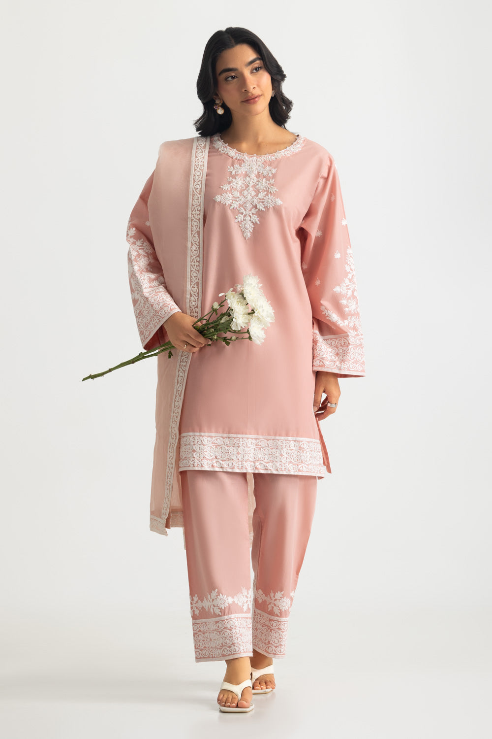 UAE-3PC Cambric Embroidered Suit