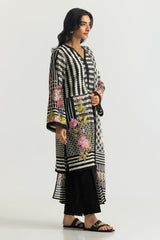 UAE-3PC Cambric Printed Suit With Embroidered