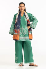 UAE-3PC Cambric Printed Suit With Scarf IPST-SCF-77399