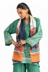 UAE-3PC Cambric Printed Suit With Scarf IPST-SCF-77399