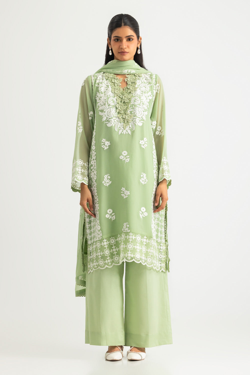 UAE- 3PC Chiffon Embroidered Suit