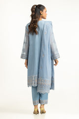 UAE-3PC Cotton Net Embroidered Suit IUSTKSD-1084