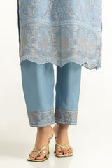 UAE-3PC Cotton Net Embroidered Suit IUSTKSD-1084