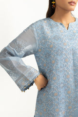 UAE-3PC Cotton Net Embroidered Suit IUSTKSD-1084