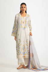 UAE-3PC Cross Hatch Embroidered Suit