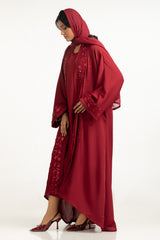 UAE-3PC Crush Georgette Embellished Abaya IPAB-22148