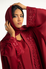 UAE-3PC Crush Georgette Embellished Abaya IPAB-22148