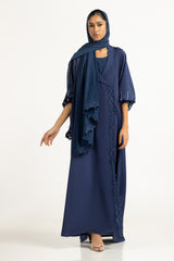 UAE-3PC Crush Georgette Embroidered Abaya IPAB-22145